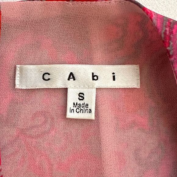 CAbi Jubilee Pink Orange Gray Paisley Scoop Neck Sleeveless Blouse Top Small - Picture 2 of 12